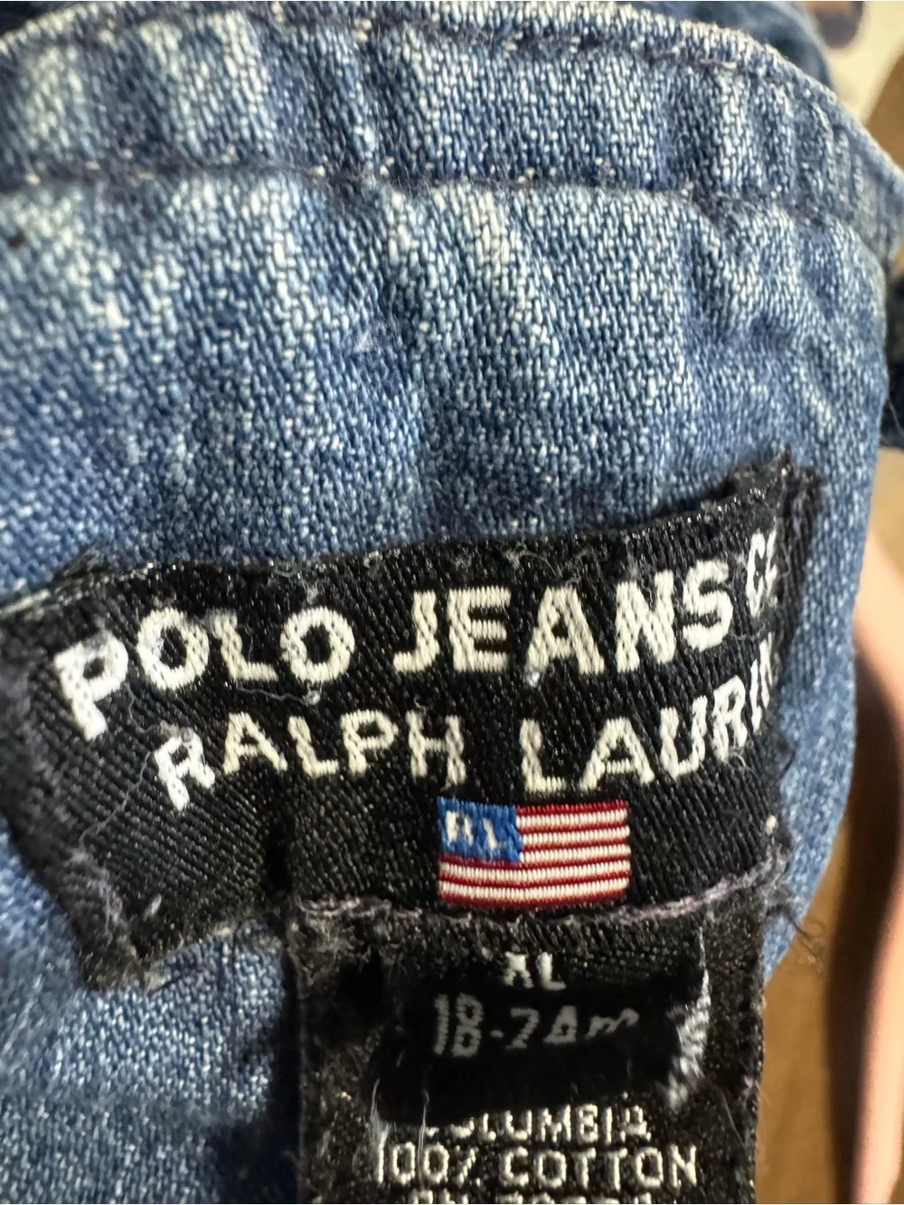 Ralph Lauren Polo Jeans co Blue Denim Overall Dress 18-24 months girls